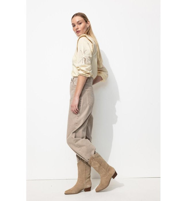 Sweat-shirt Épaulé Femme - Naturel Uni Clair