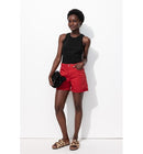 Crop Top Côtelé Femme - Noir Uni Fonce