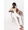 T-shirt Col Carré Femme - Naturel Uni Clair