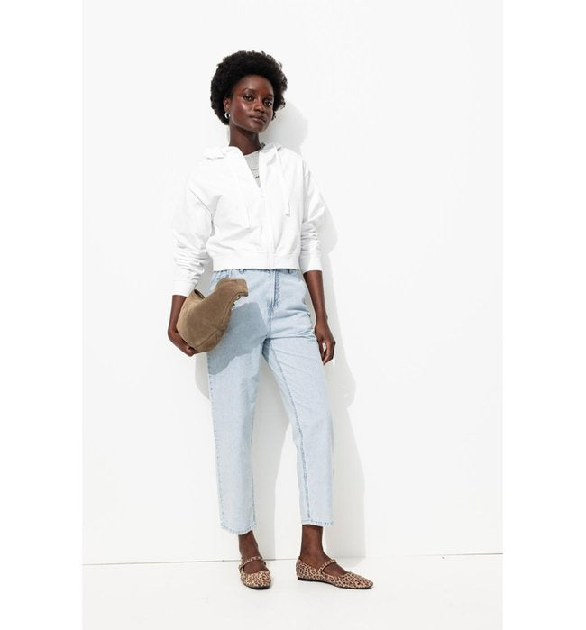 Sweat-shirt à Capuche Femme - Blanc Uni Clair