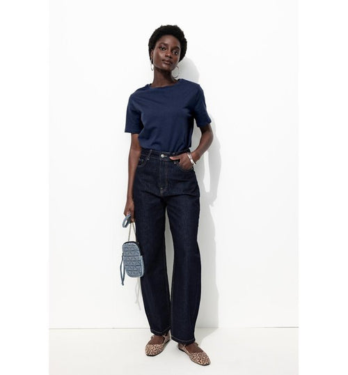 T-shirt Col Rond Éco-conçu - Bleu Uni Fonce