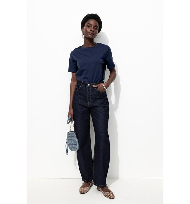 T-shirt Col Rond Éco-conçu - Bleu Uni Fonce