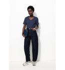 T-shirt Col V Éco-conçu - Bleu Uni Fonce