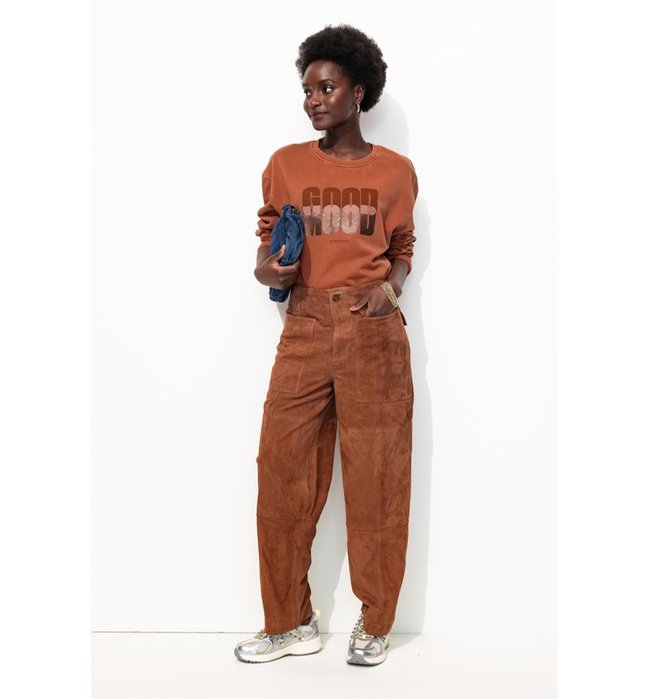 Sweat-shirt Oversize Femme - Marron Imprime