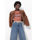 T-shirt à Message Femme - Marron Imprime