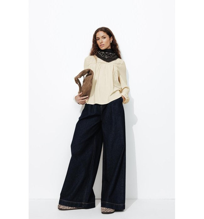 Blouse Brodée Femme - Naturel Uni Clair