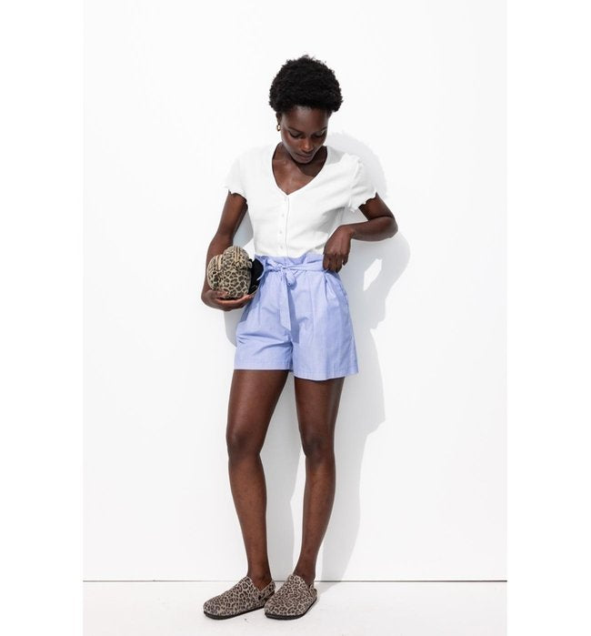 T-shirt Col V Femme - Blanc Uni Clair