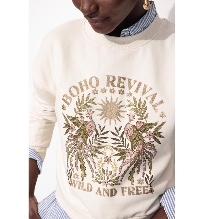 Sweat-shirt à Motif Pailleté - Naturel Imprime