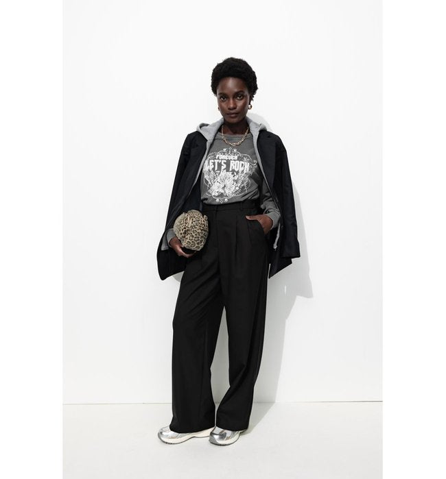 Sweat-shirt à Message Femme - Gris Imprime