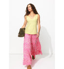 Débardeur Col V en Coton Femme - Jaune Uni Colore