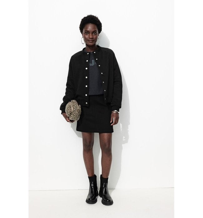 Sweat-shirt Teddy en Molleton - Noir Uni Fonce