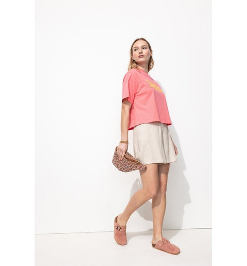 T-shirt Court 75 Femme - Rose Imprime