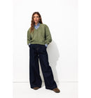 Sweat-shirt Uni Col V - Kaki Uni Fonce
