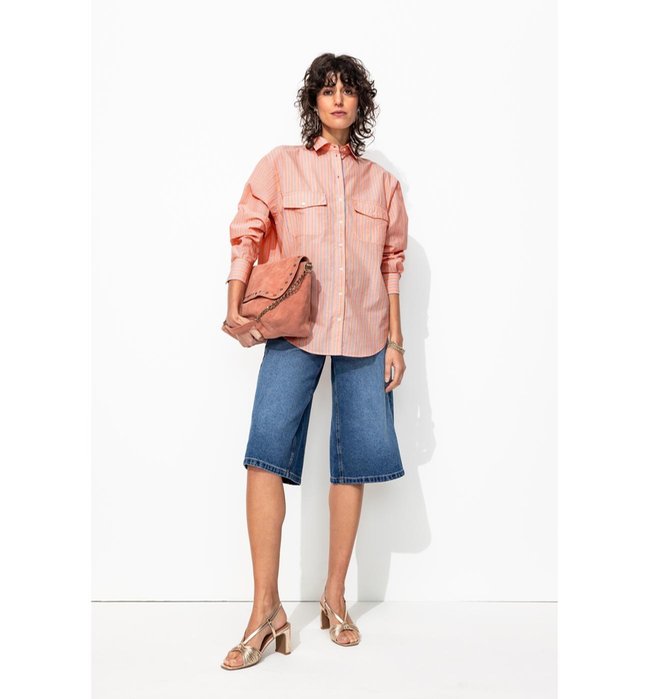 Chemise Rayée Oversize Femme - Rose Raye