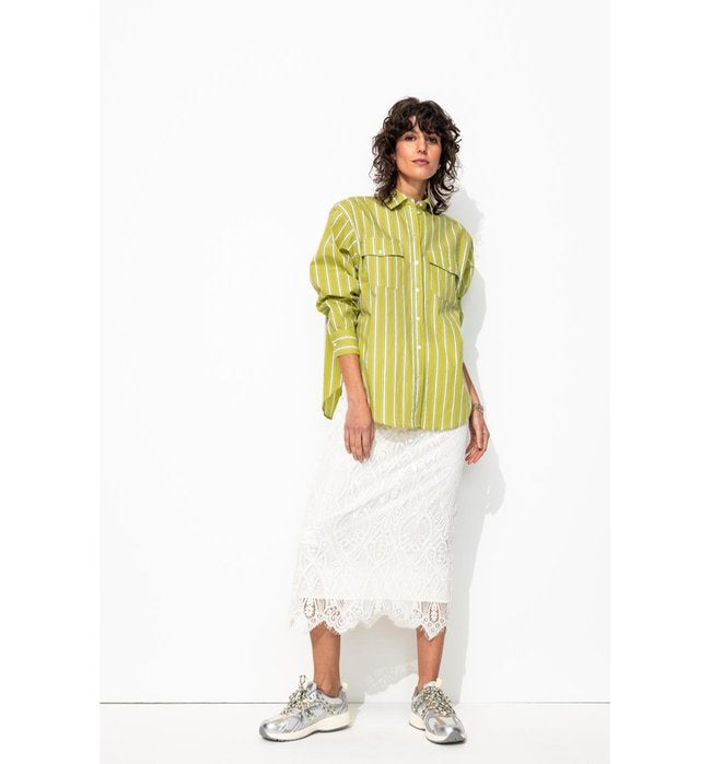 Chemise Rayée Oversize Femme - Jaune Raye
