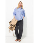 Chemise Rayée Oversize Femme - Bleu Raye