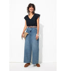 Top Détail Dentelle Femme - Bleu Uni Fonce