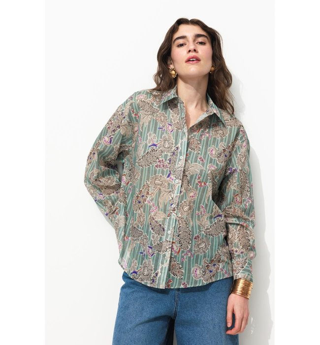Chemise Légère Imprimée Femme - Bleu Imprime