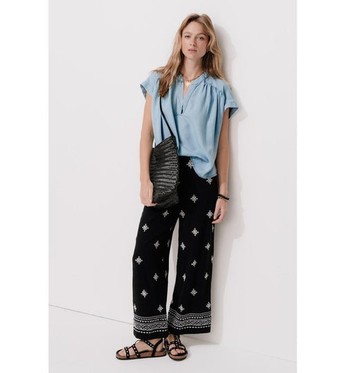 Blouse Manches Courtes Lyocell - Jeans Uni Clair