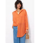 Chemise Légère Oversize Femme - Orange Uni Colore
