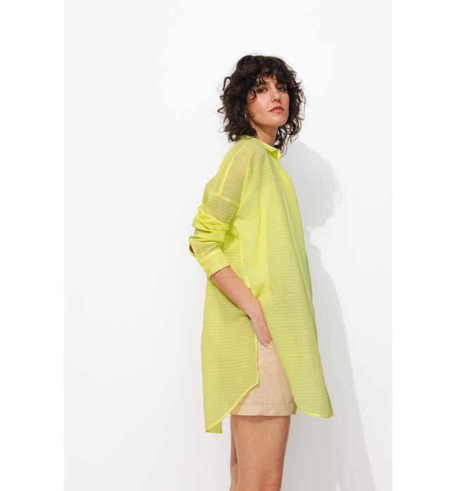 Chemise Légère Oversize Femme - Jaune Uni Colore