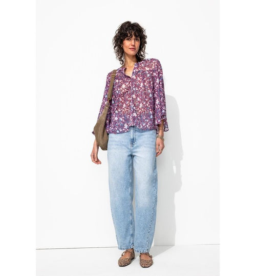 Chemise Oversize en Voile - Violet Imprime