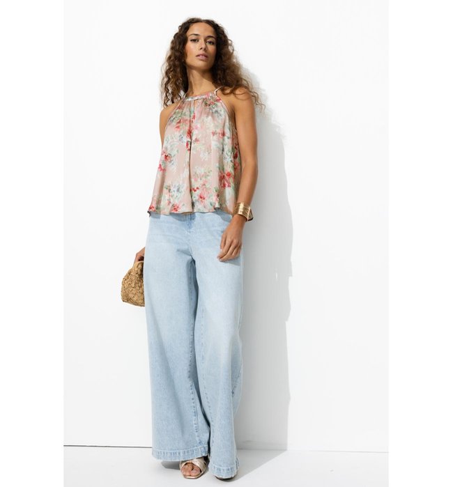 Top Soyeux Imprimé Femme - Rose Imprime