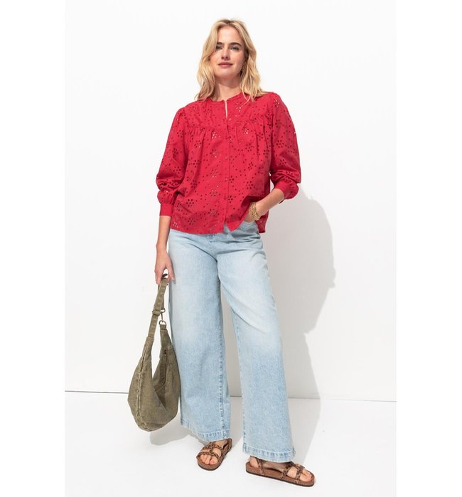 Chemise en Broderie Anglaise - Rouge Uni Colore
