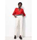Chemise en Gaze de Coton Brodé - Rouge Uni Colore