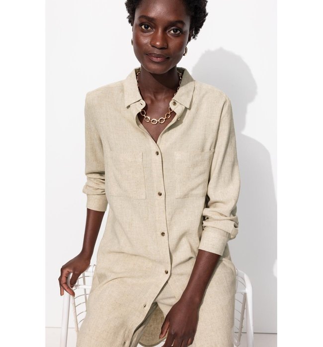 Longue Chemise Femme - Naturel Uni Clair