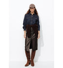 Chemise Western en Jean Femme - Jeans Uni Fonce