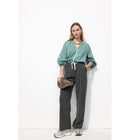 Blouse Brodée Femme - Gris Uni Fonce