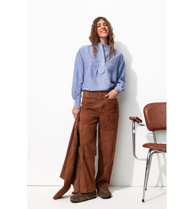 Chemise Oversize Rayée Femme - Bleu Raye