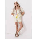 Blouse à Nouettes Femme - Naturel Imprime
