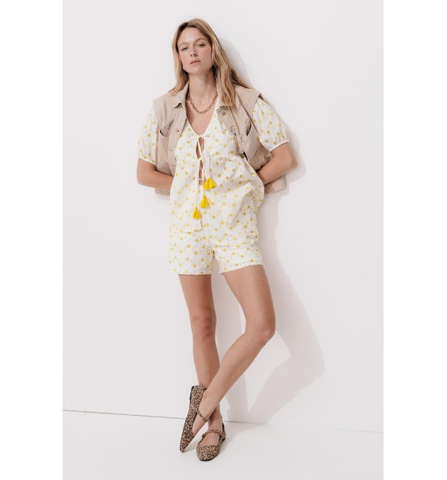 Blouse à Nouettes Femme - Naturel Imprime
