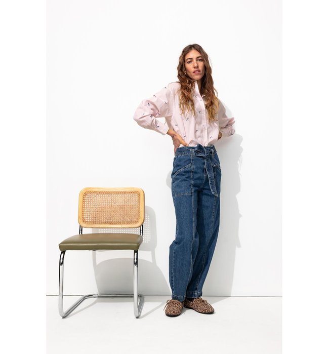 Chemise Oversize Broderie Love - Multicolore Raye