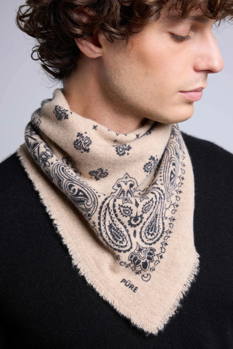 Echarpe Bandana Couronne Apache - Beige Noir - Mixte
