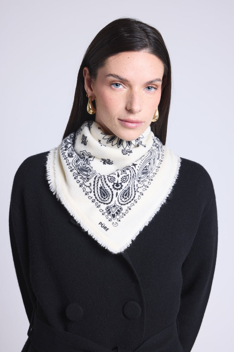 Echarpe Bandana Couronne Apache - Blanc Noir - Mixte