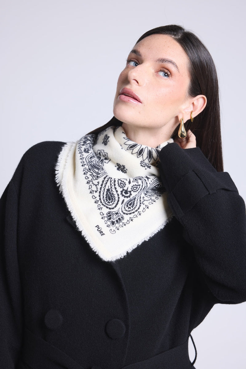 Echarpe Bandana Couronne Apache - Blanc Noir - Mixte