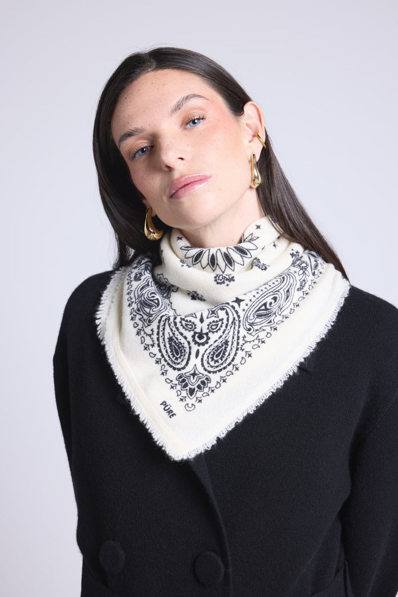 Echarpe Bandana Couronne Apache - Blanc Noir - Mixte