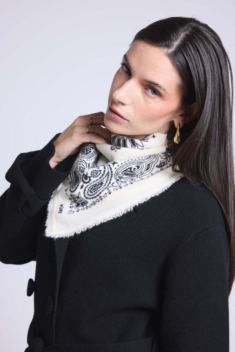 Echarpe Bandana Couronne Apache - Blanc Noir - Mixte