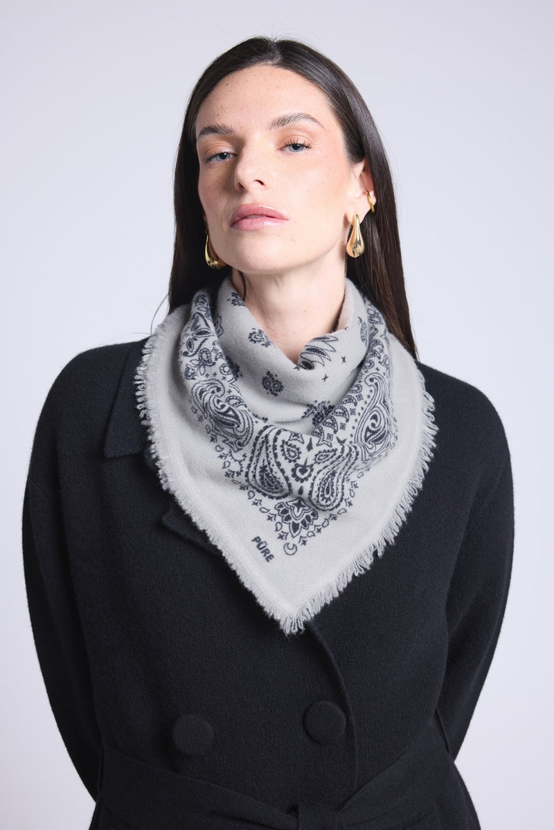 Echarpe Bandana Couronne Apache - Gris Blanc Noir - Mixte