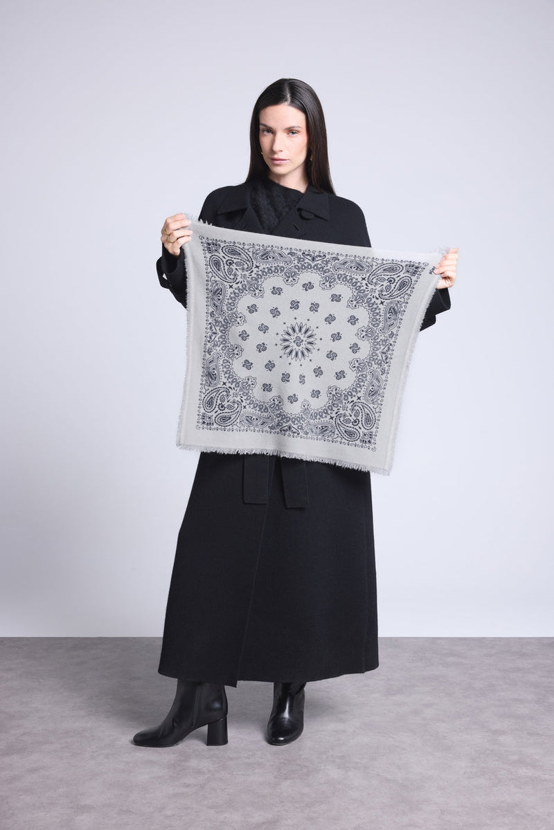 Echarpe Bandana Couronne Apache - Gris Blanc Noir - Mixte
