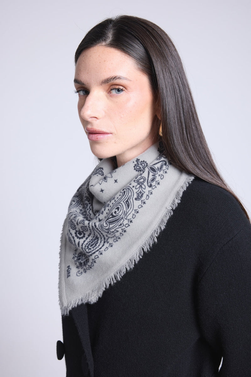 Echarpe Bandana Couronne Apache - Gris Blanc Noir - Mixte