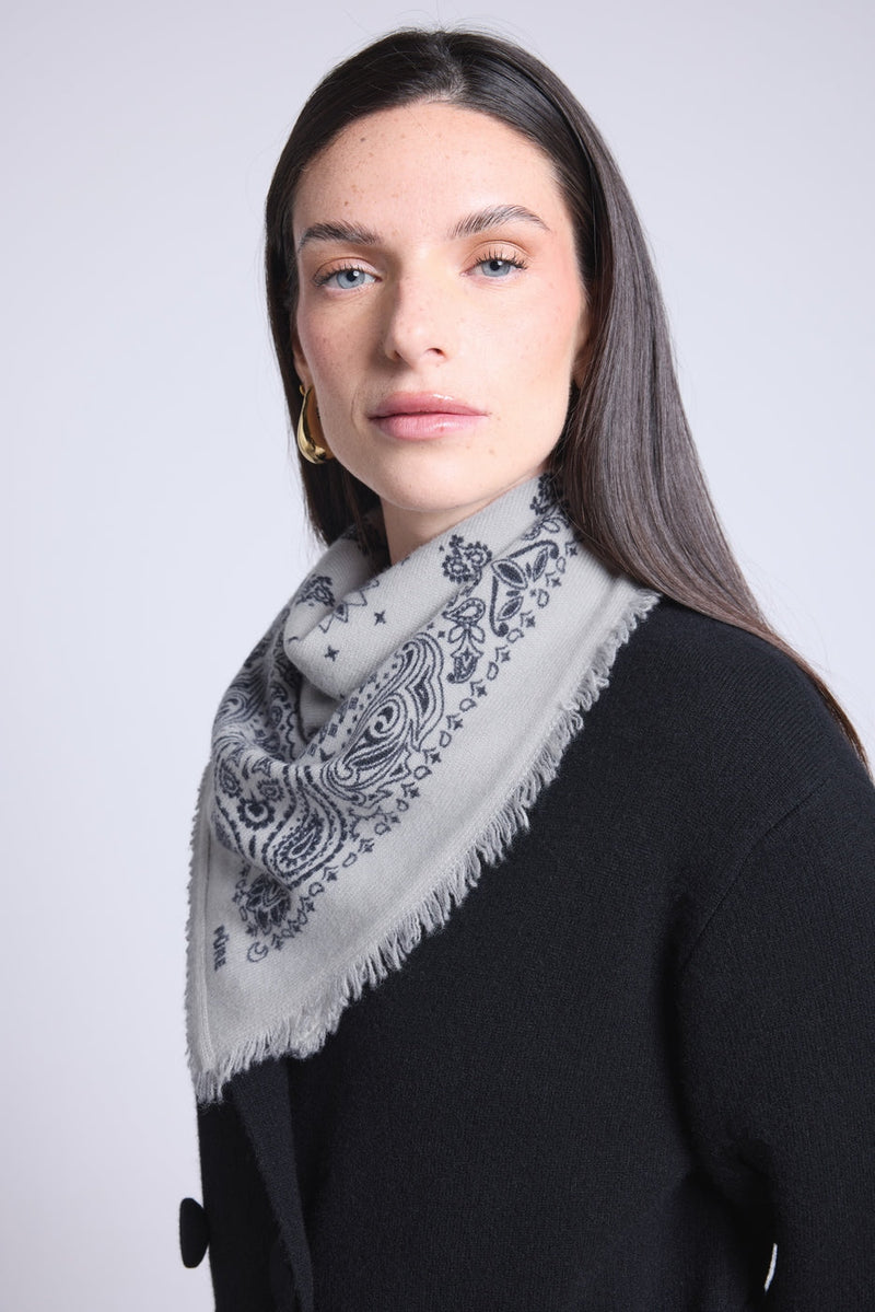 Echarpe Bandana Couronne Apache - Gris Blanc Noir - Mixte
