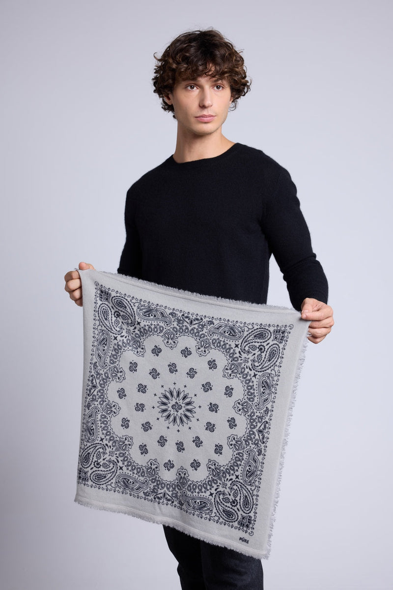 Echarpe Bandana Couronne Apache - Gris Blanc Noir - Mixte