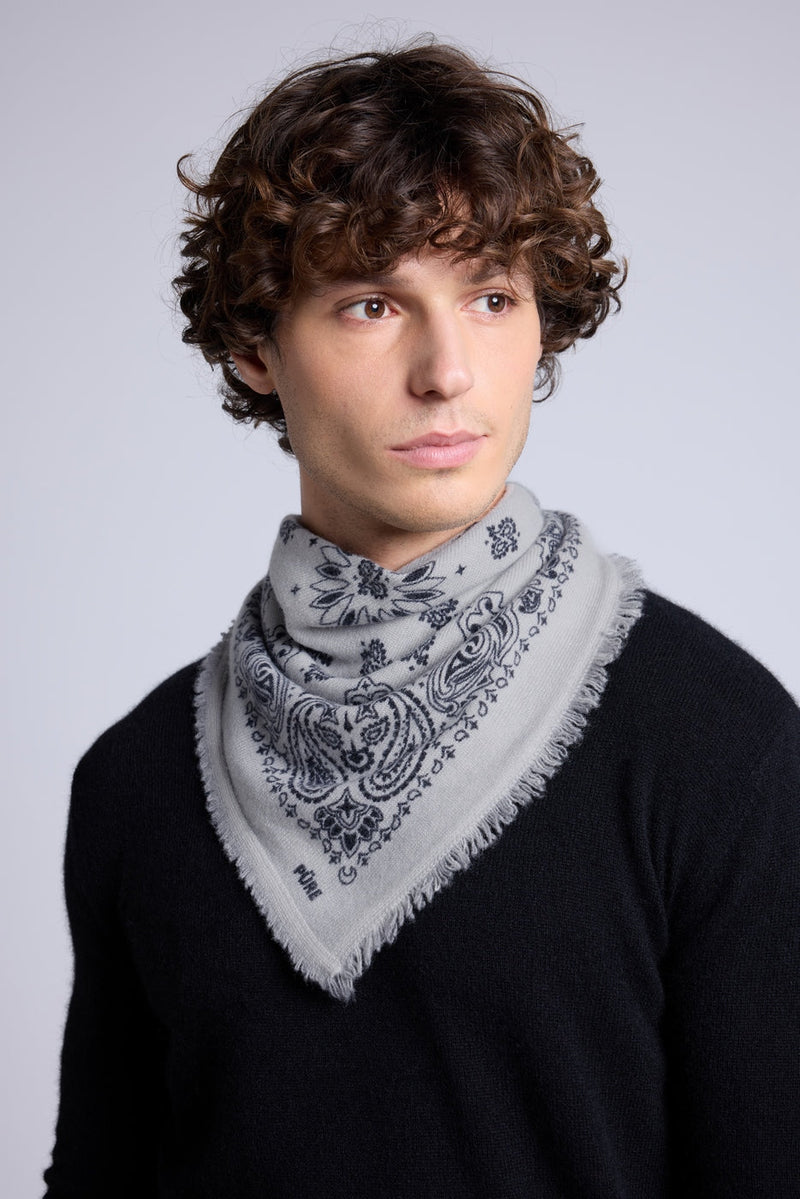 Echarpe Bandana Couronne Apache - Gris Blanc Noir - Mixte