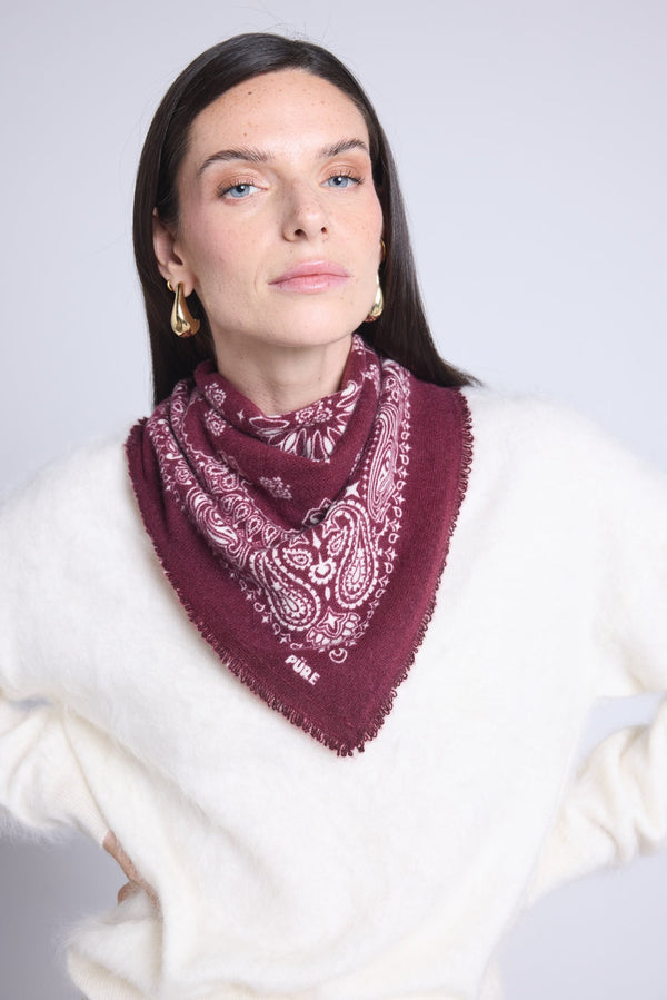 Echarpe Bandana Couronne Apache - Bordeau Blanc - Mixte