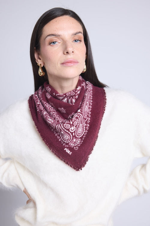 Echarpe Bandana Couronne Apache - Bordeau Blanc - Mixte