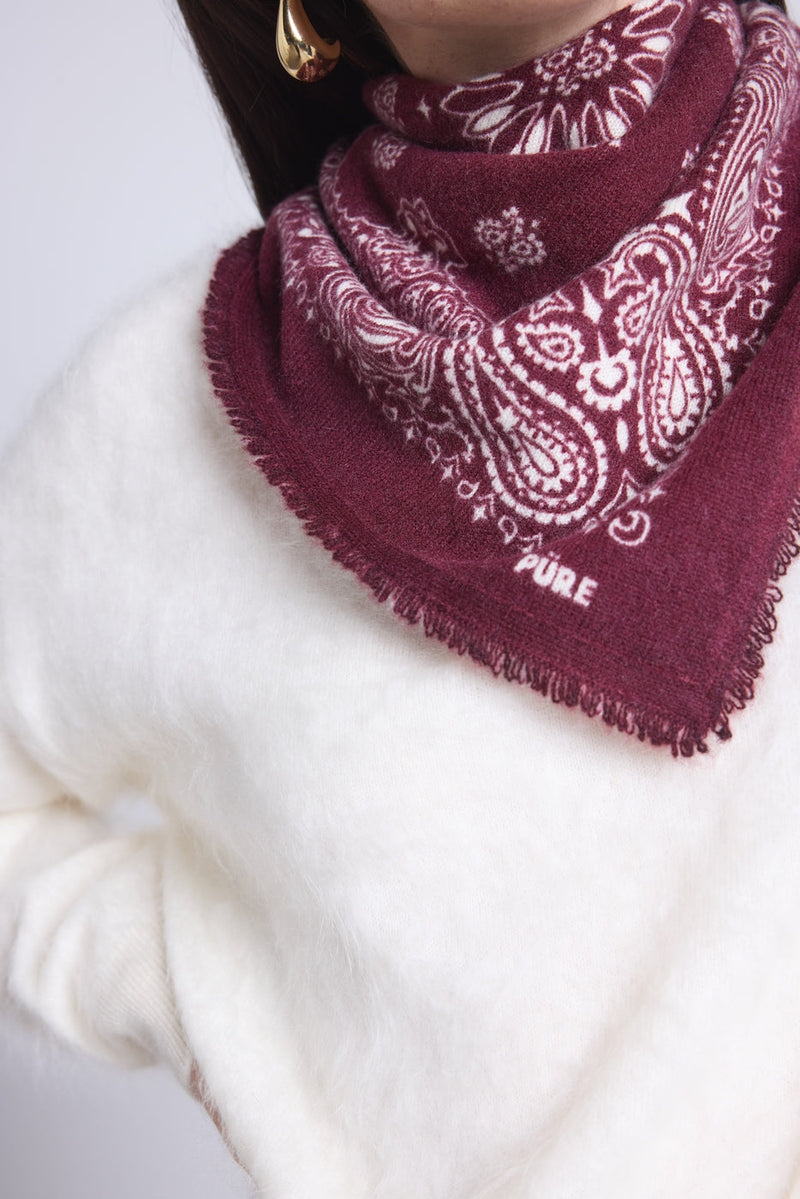 Echarpe Bandana Couronne Apache - Bordeau Blanc - Mixte